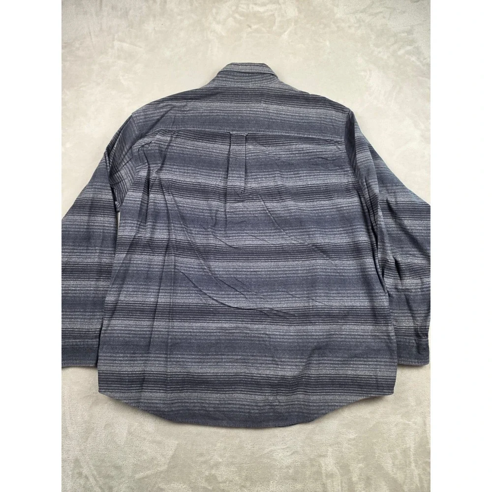 Woolrich Flannel Shirt‎ Mens 3XL Gray Striped Long Sleeve Button Down Outdoor